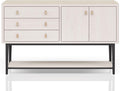 White Solid Wood Server with Metal Base, Solid Wood + MDF | Modern server with soft-close drawers and metal base
