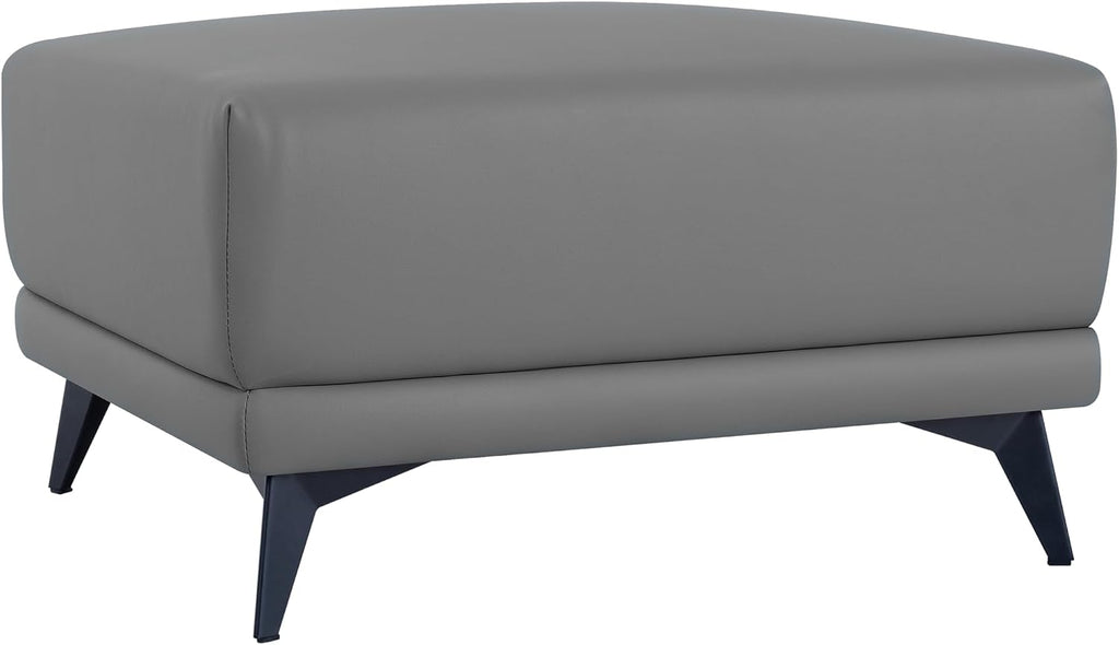Naomi Home Dora 29.5" Square Ottoman | Synthetic Leather Footstool, Couch Footrest & Extra Seating for Living Room, Gray