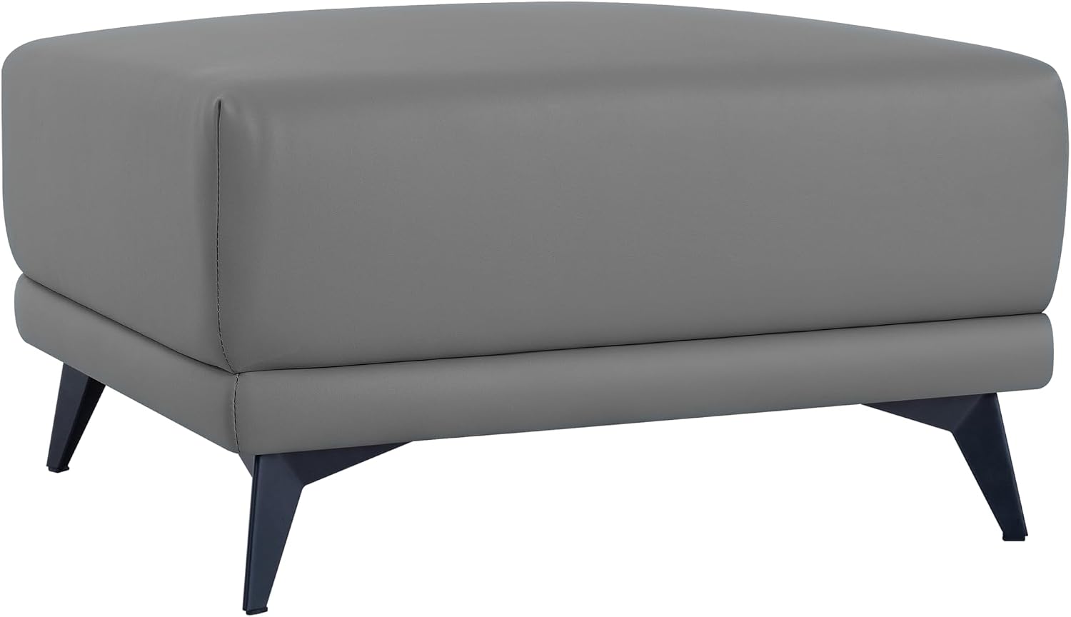 Naomi Home Dora 29.5" Square Ottoman | Synthetic Leather Footstool, Couch Footrest & Extra Seating for Living Room, Gray