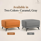 Naomi Home Dora 29.5" Square Ottoman | Synthetic Leather Footstool, Couch Footrest & Extra Seating for Living Room, Gray
