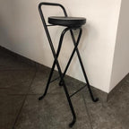 Folding Bar Stool (32inch/80cm)- Comfortable Padded Seat -Kitchen Counter Breakfast Bar Desk Stool Chair - Portable High Chair Stool for Picnic Garden Party (Color : Black B)