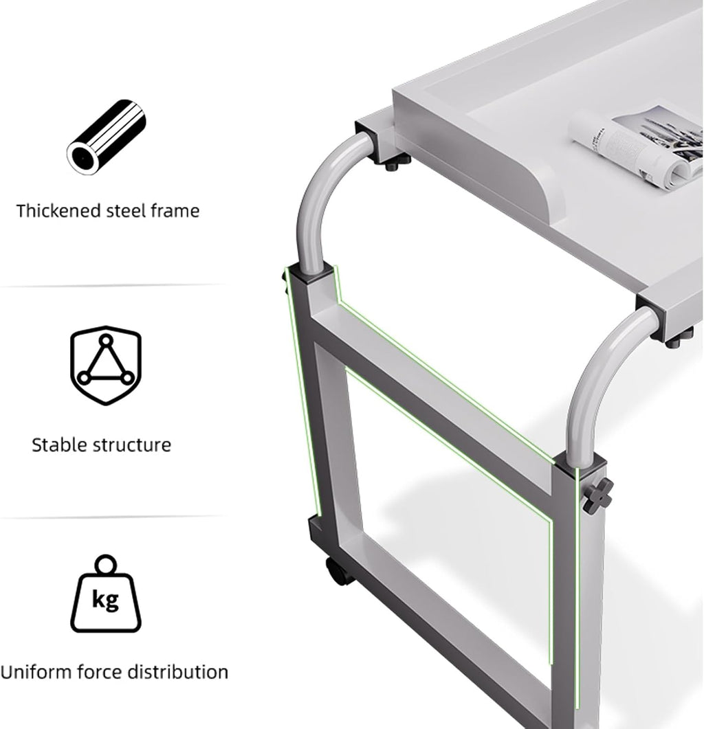 Adjustable Overbed Table - Height Length Adjustable Medical Overbed Table,Queen Size Over Bed Desk with 360° Wheels,Rolling Desk for Full/Queen/King Bed,350lbs Weight Capacity,N