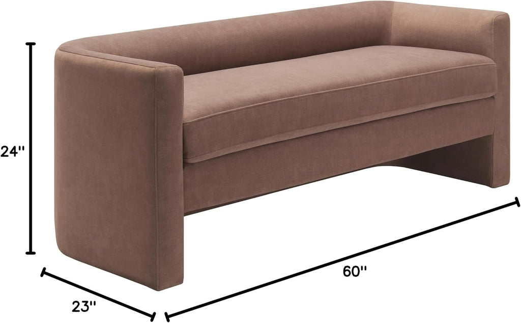 Livabliss Maryann Modern Bench, 24" H x 60" W x 23" D, Clear
