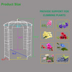 Metal Garden Trellis Arbor Arch Gazebo Birdcage Shape, Off White Pergola Pavilion fpr Climbing Plants Rack French Style Wedding Decoration Lawn