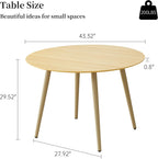 HIPIHOM 43.3 Inch Cream Round Dining Table for 4, Space-Saving Dinette Perfect for Kitchen Dining Living Room(Cream Table)