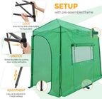 EAGLE PEAK Instant Pop-up Greenhouse, Indoor Outdoor Plant Gardening Green House, Roll-Up Zipper Doors and Side Windows, Lean-to 10x5 ft, PE Cover, Green/Clear