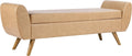 HomePop 60" Modern Storage Bench with Wood Legs - Sand Faux Leather