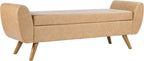 HomePop 60" Modern Storage Bench with Wood Legs - Sand Faux Leather