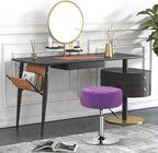 WKWKER Velvet Upholstered Vanity Stool Swivel Adjustable Makeup Stool for Makeup Room Small Round Ottoman for Living Room Makeup Chair for Bedroom SPA Salon Studio (Purple)
