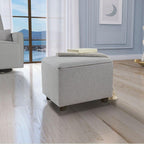 Evolur Holland Upholstered Ottoman in Light Grey, Foot Rest Stool for Nursing Moms, Tool-Free Assembly, Made for Every Décor