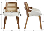 DUOMAY Modern PU Leather Dining Chairs Set of 4, Cane Back Room Chairs with Solid Wood Legs Kitchen Chairs for Living Room, Restaurant, White
