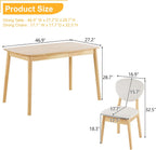 Karl home 5-Piece Dining Table Set for 4, Solid Wood Frame, Nature | Mid-century modern dining table with chairs, padded seats & backrests,compact design, for kitchen/small apartment/dining room