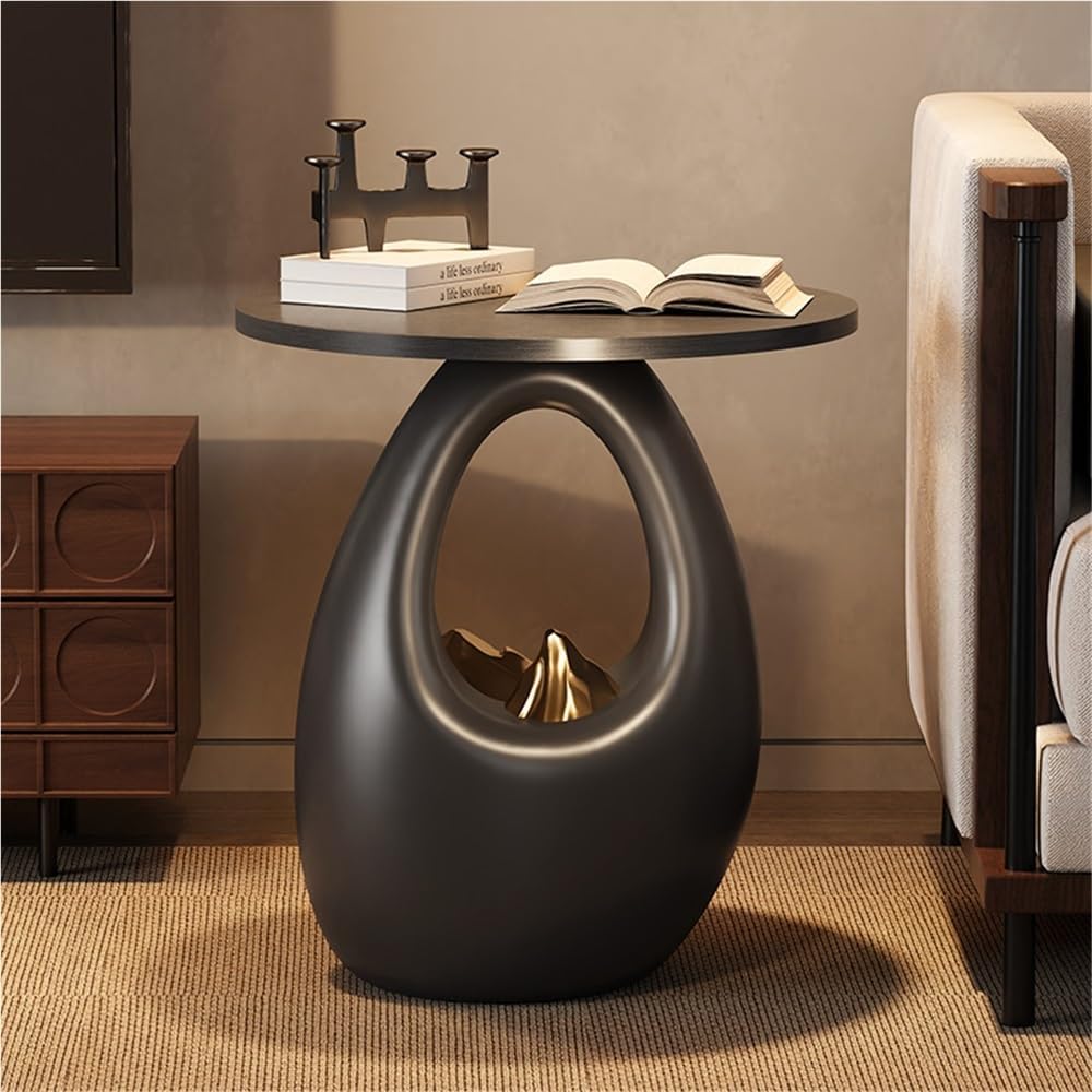 Round Side Table, Nightstand, Stylish Sofa Accent Table, Suitable for Living Room, Bedroom, Balcony