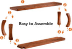 2-Tier Solid Wood Entryway Bench, 59" Long Farmhouse End of Bed Bench with Open Shelves, Rustic Shoe Storage Wooden Seating for Entry, Kitchen, Living Room, Bedroom, Hallway (Rustic Brown)