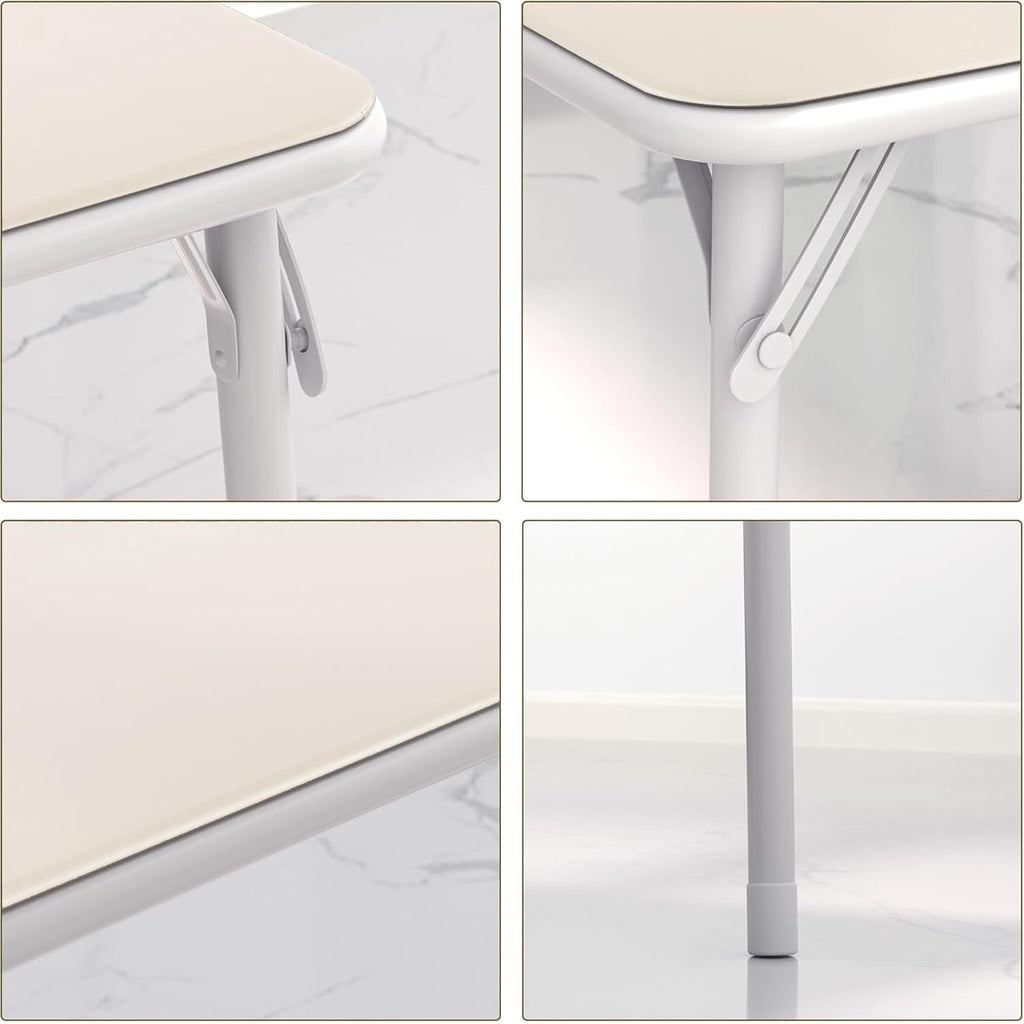 VECELO 34'' Folding Card Table Square with Soft Padded Tabletop, Portable for Dining Room, Parties, Games, Puzzles, Cream & Beige