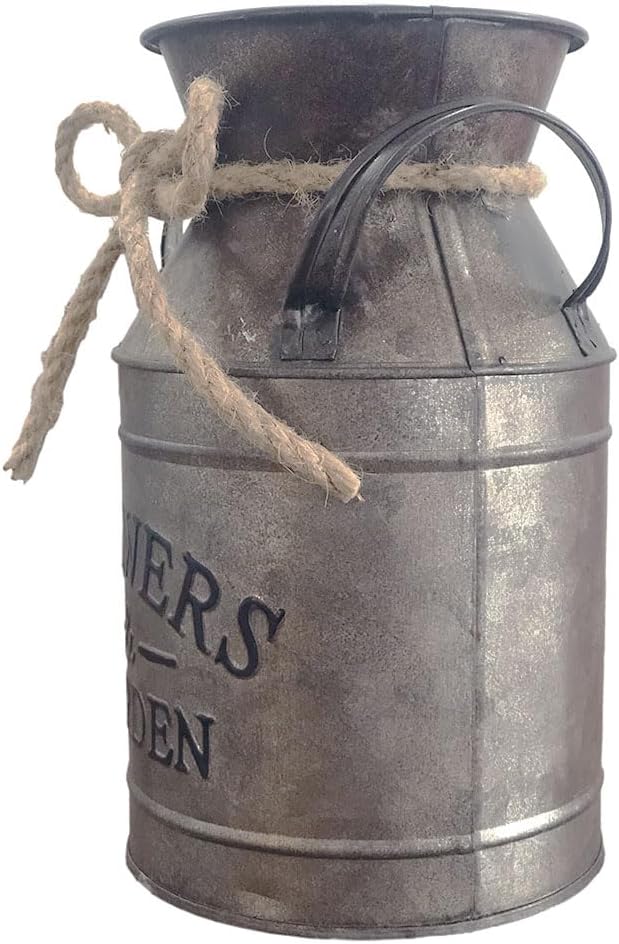 Vintage Rustic Antique Decorative Flower Vase Milk Tin Can for Centerpieces, Home Decor or Gift