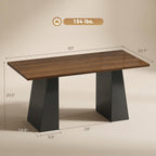 HOMCOM Modern Dining Table for 6, 63" Rectangle Kitchen Table with Trapezoid Pedestal Base, Dining Room Table for Home, Apartment, Livign Room Black and Light Walnut