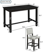 Merax 5 Pieces Counter Height Dining Set, Elegant Wooden Desk and 4 Upholstered Chairs, Perfect for Kitchen, Breakfast Nook, Bar, Living Room