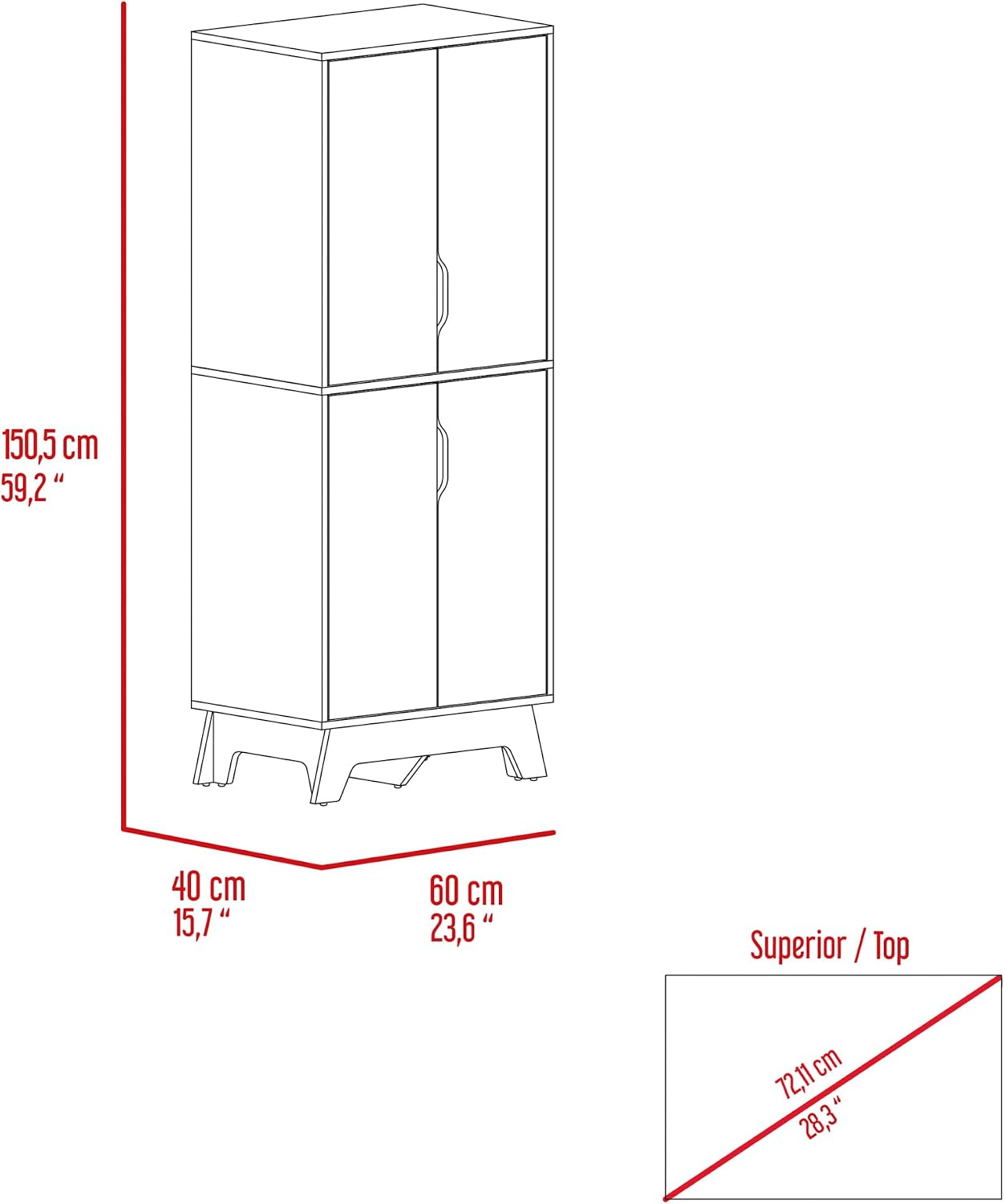 Brinnon Rectangle Kitchen Pantry Light Oak and White