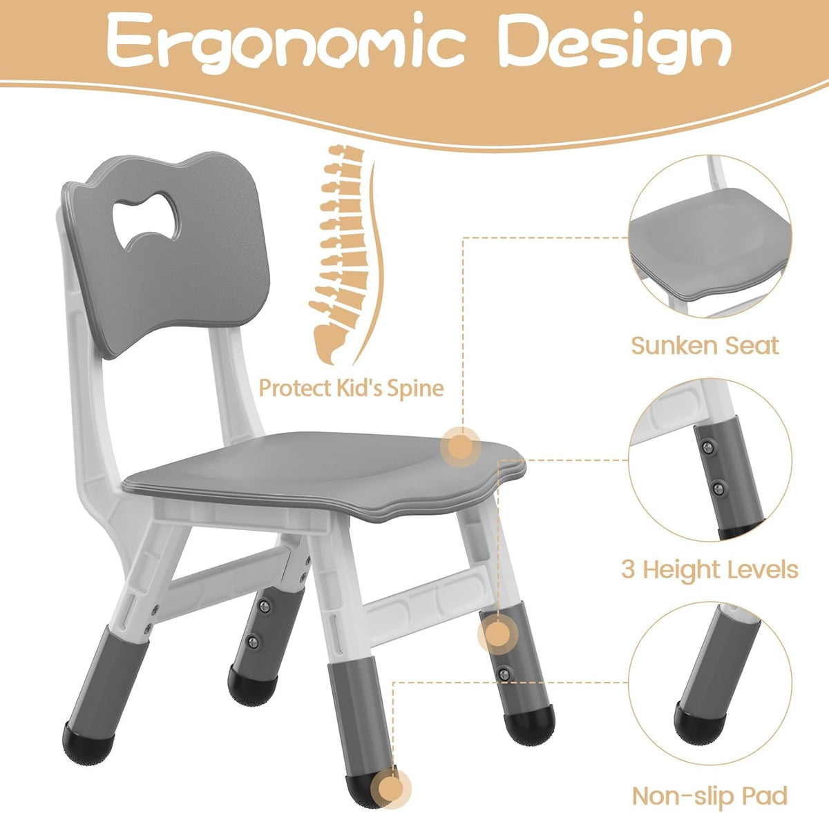 Kids Table and Chairs Set Height Adjustable Table and 6 Chairs for Toddlers | 120*60 cm Graffiti Table | Non-slip Caps | Ergonomic Chair | Rounded Corners | Suitable for Daycare, Classrooms, Home