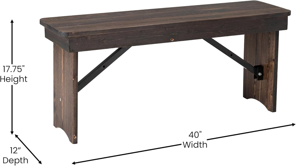 Taylor & Logan Ingles 40'' x 12'' Mahogany Solid Pine Folding Farm Bench