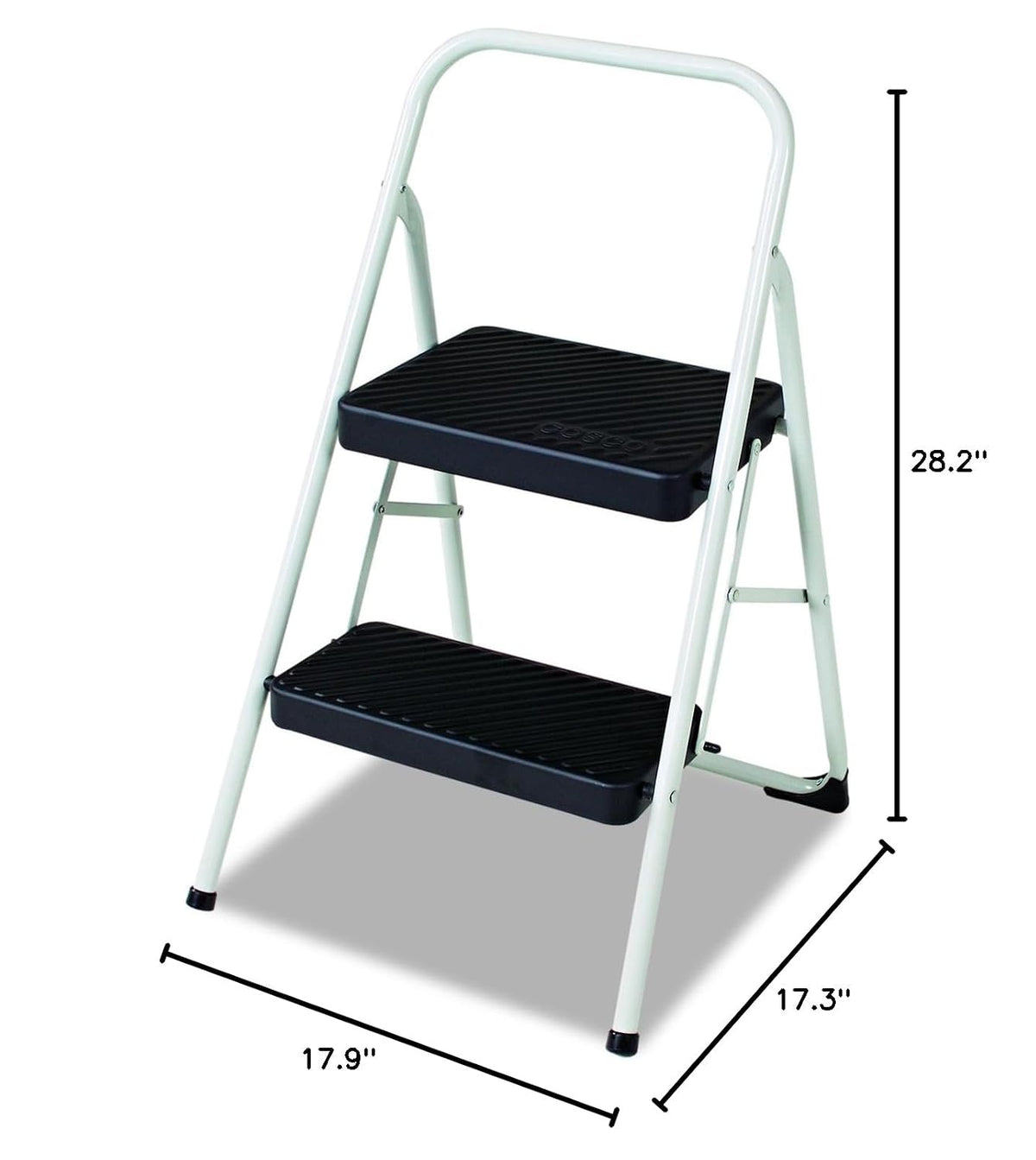 Cosco 11135CLGG1 2-Step Folding Steel Step Stool, 200lbs, 17 3/8w x 18d x 28 1/8h, Cool Gray