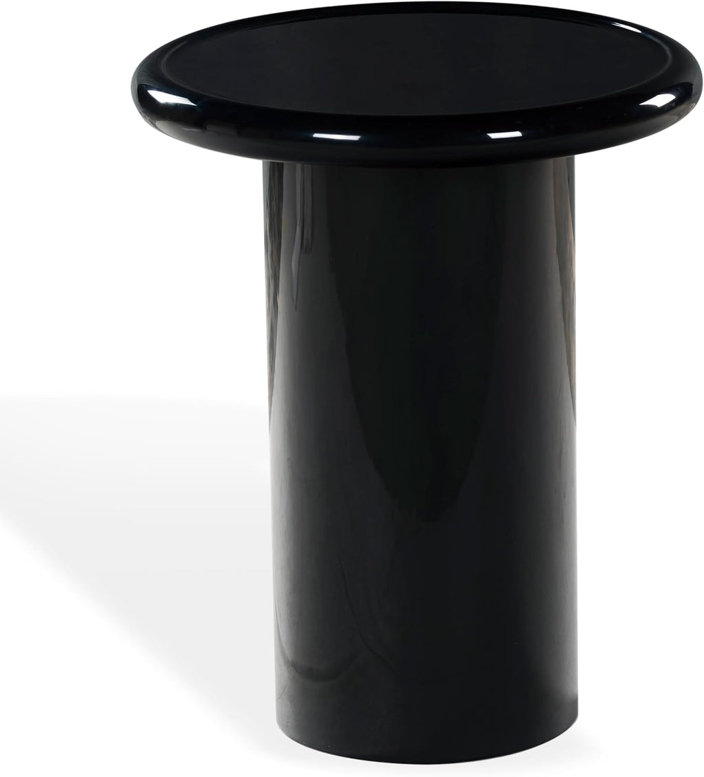 SAFAVIEH Couture Collection - Lolita Black Concrete Accent Table, Modern Round Top Side Table, High Gloss Finish, Fully Assembled (SFV2622A)