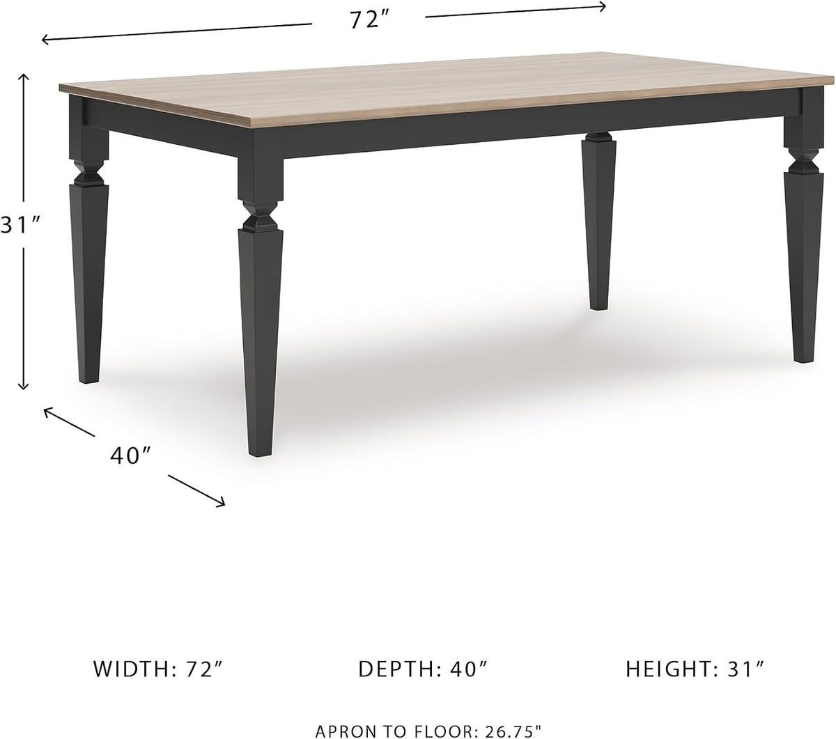 Signature Design by Ashley Mendinfort Casual Mango Wood Dining Table, Light Brown & Black