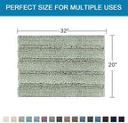 H.VERSAILTEX Bath Rugs for Bathroom Non Slip Bath Mats Extra Thick Chenille Striped Rug 20" x 32" Absorbent Non Skid Fluffy Soft Shaggy Washable Dry Fast Plush Mat for Indoor, Bath Room, Tub - Sage