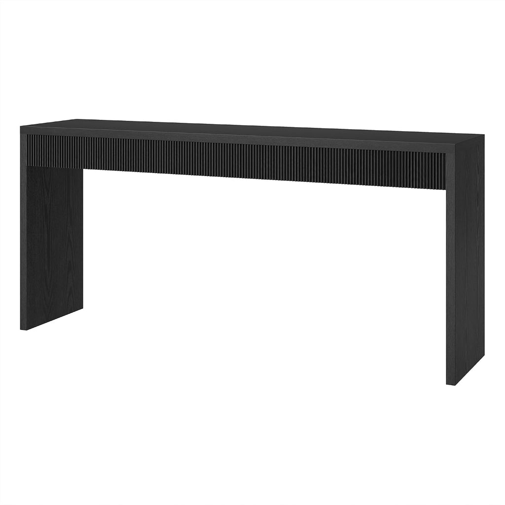 Henn&Hart 64" Rectangular Fluted Console Table, Ribbed Entryway Table, Sofa Table for Entryway, Living Room, Couch, Hallway, or Office, Natural Black