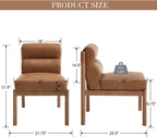 CIMOTA Modern Upholstered Dining Chairs Set of 4, Faux Leather Kitchen & Dining Room Chairs Boucle Armless Side Chairs with Curved Backrest/Solid Wood Legs, PU Brown