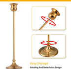 Taper Candle Holder Tall Vintage Metal Candlestick Holders Candle Stick Candelabra for Halloween Thanksgiving Christmas Holiday Wedding (Gold, 1 Set (3 pcs))