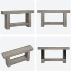 GarveeHome Entryway Console Table, Farmhouse 2-Tier Entryway Table, Long Sofa Accent Table Behind Couch Table with Open Storage for Entrance, Living Room, Hallway, Light Grey, 63"
