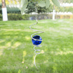 Gazing Ball Spiral Tail Wind Spinner Stabilizer, Garden Decorations Stainless Steel Metal with Hook & Blue Crystal Glass Orb Outdoor Hanging Decor Kinetic Yard 3D Swivel Art Sun Catchers