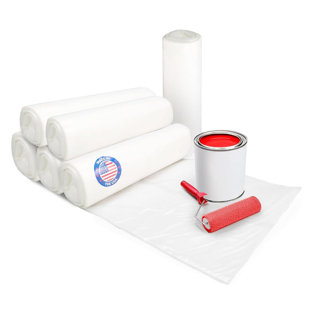 Plastic Sheeting 4 mil, 4' x 50' (200 sq.ft.), Pack of 6 - Thick Semi-Clear Plastic Sheeting for Construction, Painting, Drop Cloth, Slide&Slip - Heavy Duty LDPE Film Roll by IDL Packaging