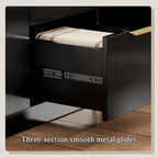 Chrangmay 55.4" Big Modern Vanity Desk with Mirror and Lights,Makeup Vanity Desk with 8 Drawers and Storage Shelves & Power Outlet,RBP Glass Cabinets, Black