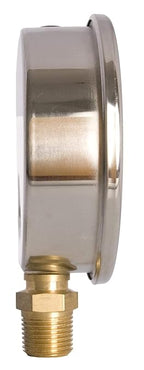 4" Oil Filled Pressure Gauge - Stainless Steel Case, Brass, 1/2" NPT, Lower Mount Connection, 0-4,000PSI
