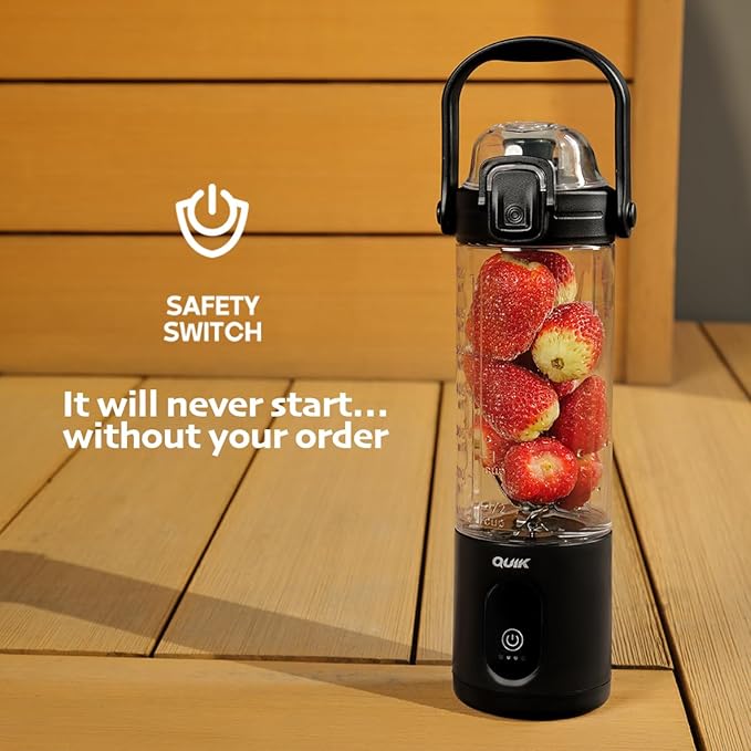 Portable Blender - Cordless 24oz. Personal Blender for Shakes and Smoothies, Licuadora, BPA Free - Ice Crush, Dishwasher safe parts, Waterproof, Triple Batteries, Juicer Cup, Black