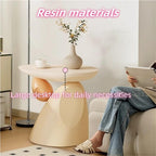 Resin Side Table, Stone Side Table Decoration, Small Bedside Table, Multifunctional Coffee Table, Suitable for Living Room, Bedroom(Brown)