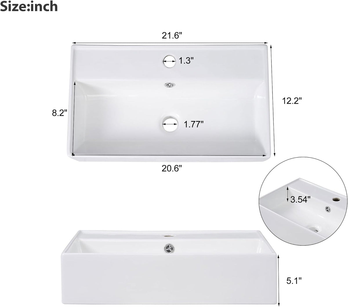 JIVOIT Bathroom Vanity with Ceramic Sink, 21.6" Bathroom Cabinet with Open and Closed Storage, a Tissue Holder, Side Storage, Modern Left Door Wood Grain Cabinet for Small Space
