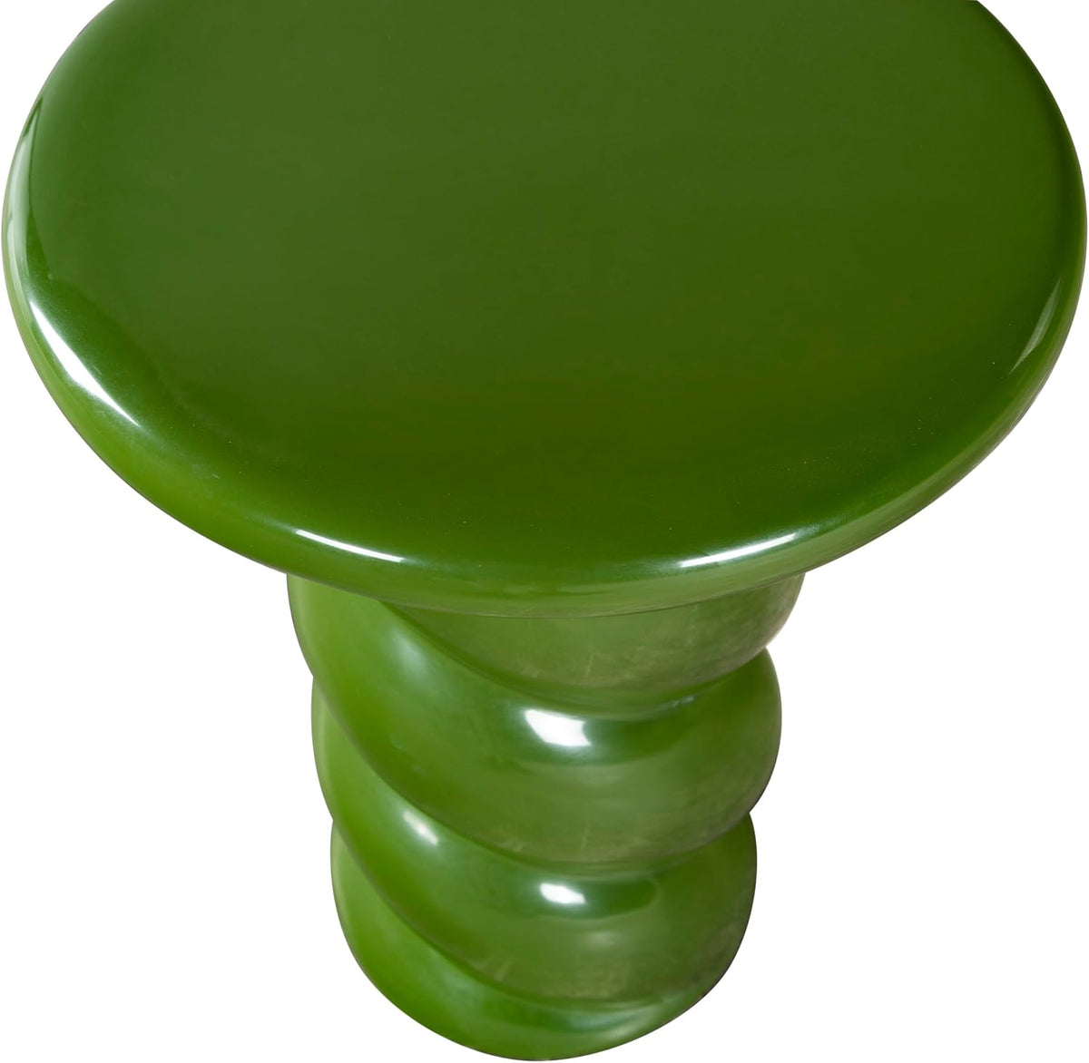 SAFAVIEH Couture Collection - Noelly Olive Green Concrete Accent Table, Contemporary Swirl Pedestal Side Table, High Gloss Finish, Fully Assembled (SFV2621C)
