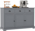 Sideboard Buffet Cabinet with Storage, 53.5” Large Kitchen Cupboard with 3 Drawers, Adjustable Shelf, Credenzas for Living Room, Wooden Coffee Bar Console Table for Dining Room (Grey)