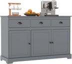 Sideboard Buffet Cabinet with Storage, 53.5” Large Kitchen Cupboard with 3 Drawers, Adjustable Shelf, Credenzas for Living Room, Wooden Coffee Bar Console Table for Dining Room (Grey)
