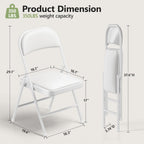 Folding Table and Chairs, 6ft Folding Table with Adjustable Height& PU Leather Padded Folding Chairs 6 Pack, Portable Table and Chairs Set for Indoor&Outdoor Use(White Table& White Chair)