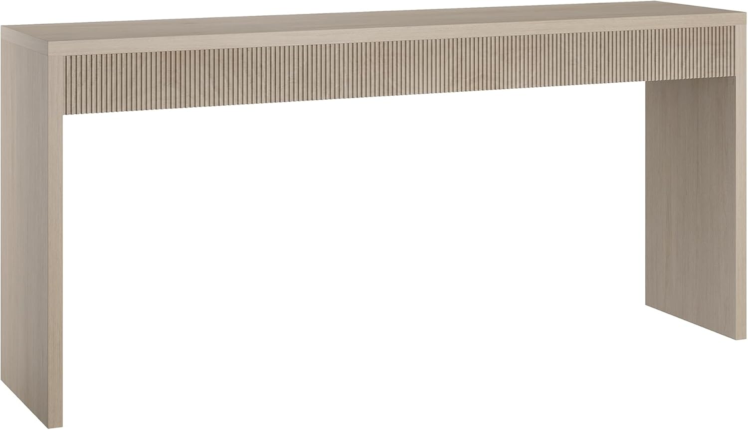 Henn&Hart 64" Rectangular Fluted Console Table, Ribbed Entryway Table, Sofa Table for Entryway, Living Room, Couch, Hallway, or Office, Beech White
