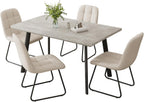 ZckyCine 47.2" Modern Grey Dining Table Set for Small Spaces, 5-Piece Set with Rectangular Table & 4 Padded Leather Chairs, Compact, Sturdy & Easy to Assemble (Table + 4 White Dining Chairs, 46.5")