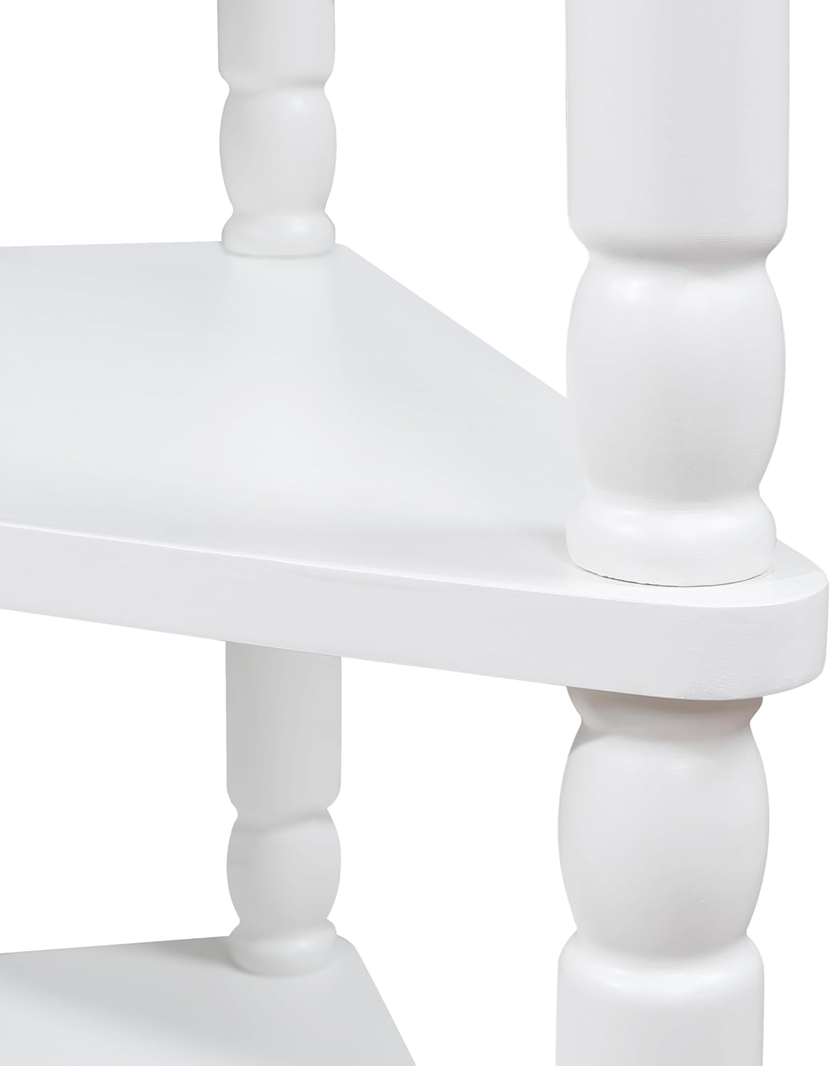 Small Triangle Corner Table Wood Corner Side Tables with Drawer & 2 Open Shelves 3 Tier End Corner Table with Solid Wood Legs for Small Spaces Living Room - Milk White
