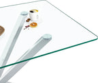 51.18" Rectangular Glass Dining Table, Tempered Glass Kitchen Tabe with Metal Legs, Stylish and Sturdy Dinner Table for Home and Outdoor Dining (Silver, 47.24")