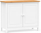 From the Tree Furniture 44" Wide White & Pine Top Solid Pine Shaker Sideboard Buffet Cabinet — 2 Doors Adjustable Shelf — No Drawer · Anti-Tip Included — Two-Tone Farmhouse Finish