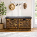 Brown Shoe Storage Bench with 2 Flip Drawers, Entryway Bench with Removable Seat Cushion, 2-Tier Shoe Cabinet for Entryway, Hallway, Bedroom